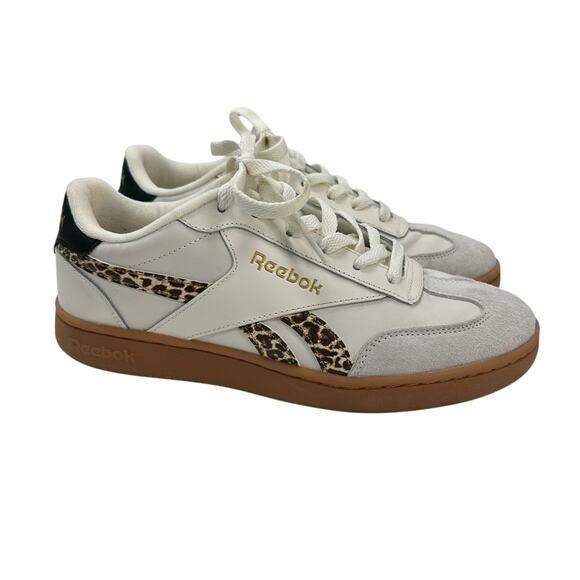 Reebok White Leopard Print Club C Revenge Lace Up Sneakers Womens 8 AS IS - Picture 1 of 10